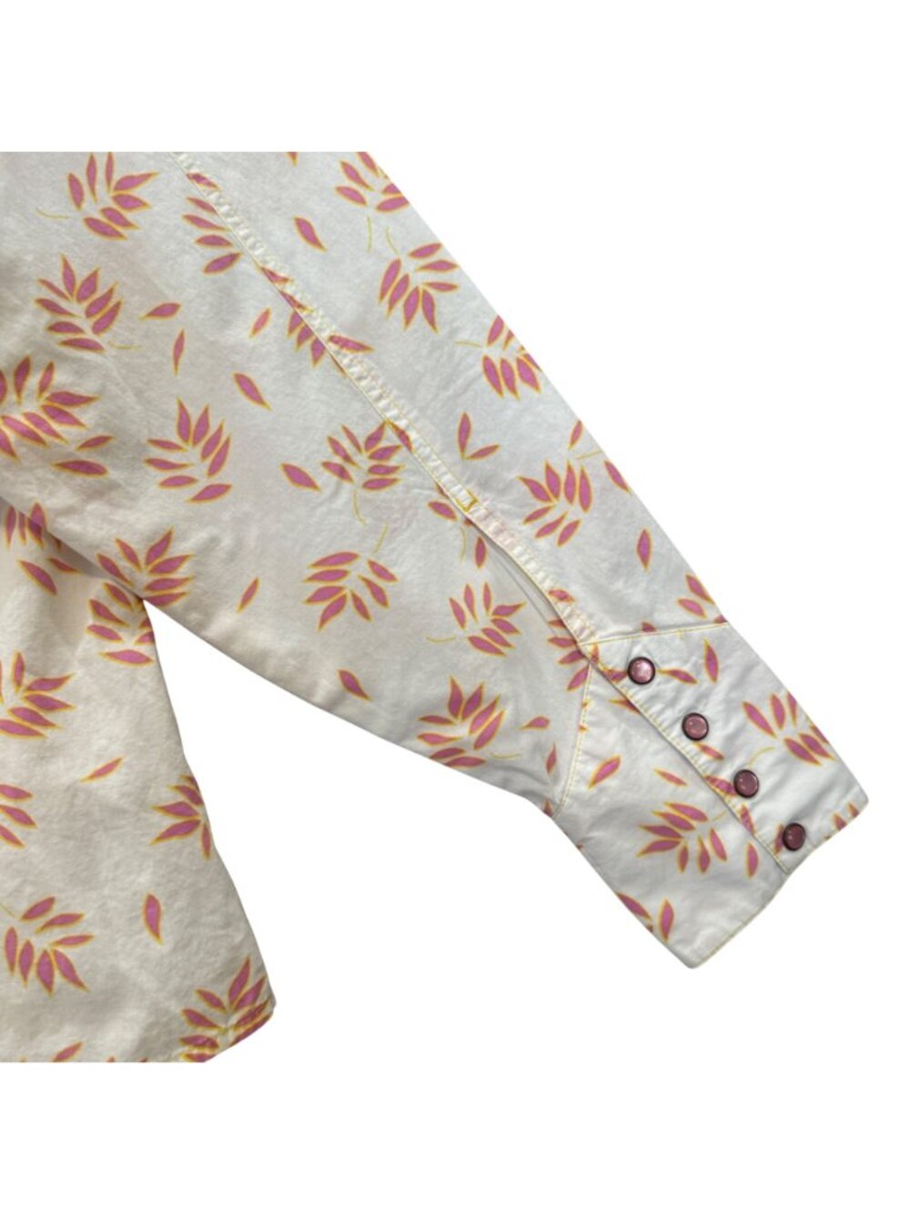 Vintage Rockies Western Shirt Women's XL Barrel Cuffs Floral Pink Snaps Yoke - Picture 12 of 12